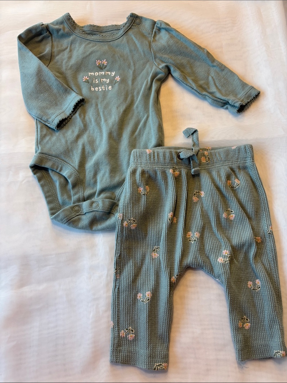 Carter's Sage Green Floral Baby Matching Set